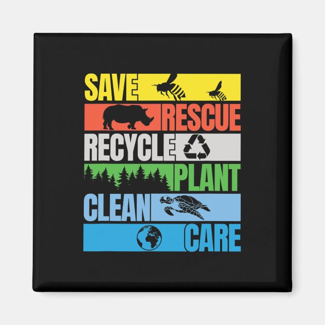 Imã Salve Abelhas Salvando Animais Limpos No Mar Dia d (Frente)
