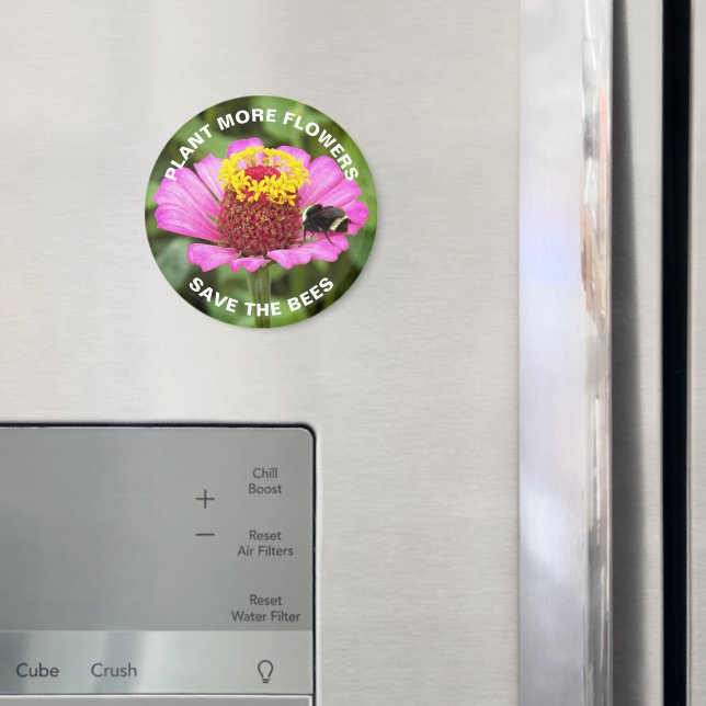 Imã Salve as Abelhas Rosa Zinnia Floral (In Situ (Fridge))