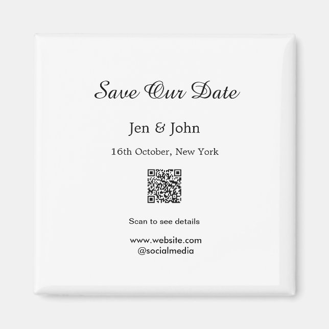 Imã Salve nossa data Leia QR para detalhes nome data s (Frente)