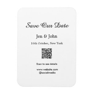 Ímã Salve nossa data Leia QR para detalhes nome data s