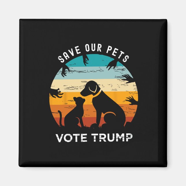 Imã Salve Nosso Pet Vote Trump 2024 Engraçado Gato Pov (Frente)