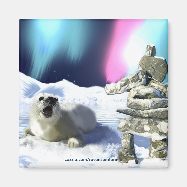 Imã Salve nossos selos! Harp Seal Magnets (Frente)