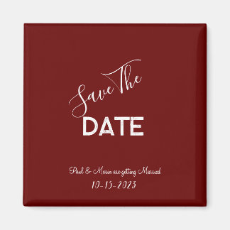 Imã Salve o Dia de Casamento Minimalista Vermelho e Br