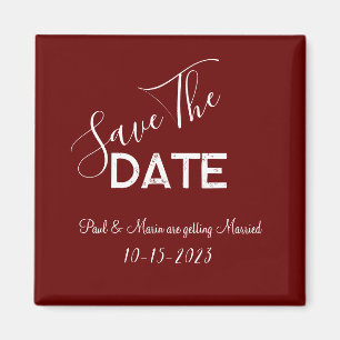 Imã Salve o Dia de Casamento Minimalista Vermelho e Br