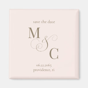 Imã Salve o Dia do Casamento com Monograma Minimalista
