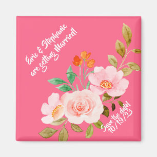 Imã Salve o Dia do Casamento Pink Floral Whimsy
