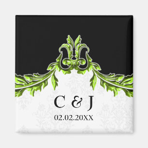 imã salve o dia verde do casamento do monograma