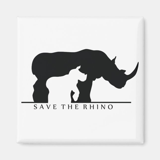 Imã Salve o Rinoceronte (branco). (Frente)