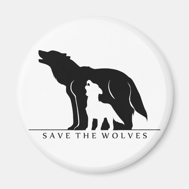 Imã Salve os Lobos (branco). (Frente)