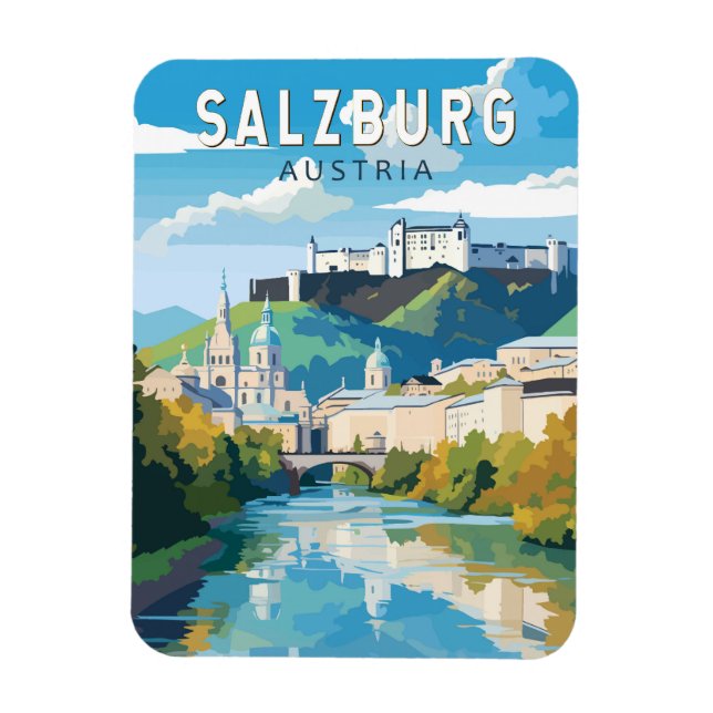 Ímã Salzburg Austria Viagem Art Vintage (Vertical)