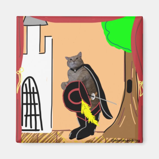 Imã Sam Le Cat Esquecendo Seu Magnet De Linhas (Frente)