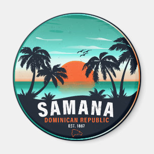 Imã Samaná Beach Dominicana Retro Sunset Souvenir 60s