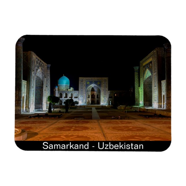 Ímã Samarkand, Uzbequistão - praça Registan à noite (Horizontal)