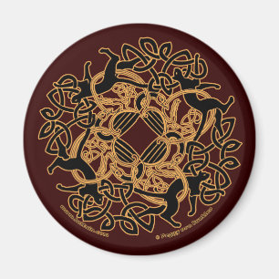 Imã Samhain Celtic Cats Knotwork Magnets