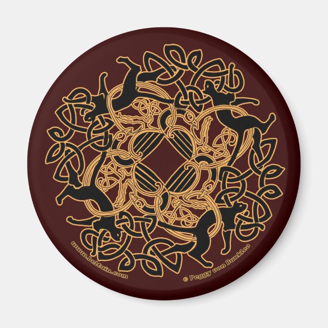 Imã Samhain Celtic Cats Knotwork Magnets (Frente)