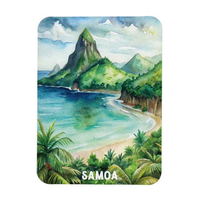Ímã Samoa National Park Watercolor Painting (Vertical)