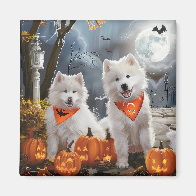 Imã Samoyed Halloween Assustador (Frente)