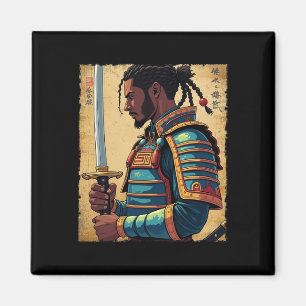 Imã Samurai Africano Vintage Afro Americano Bushido Gu