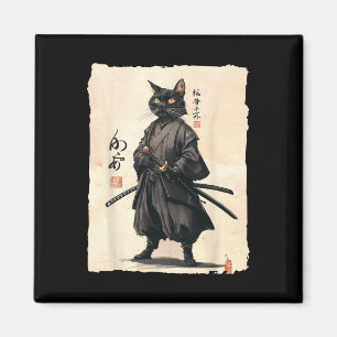 Imã Samurai Cat Anime Japonês Gato De Gato Engraçado P