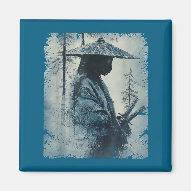 Imã Samurai Cat Japanese Art Anime Men Women Kids Grap (Frente)