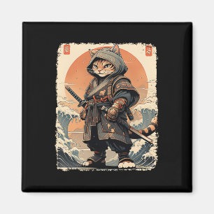 Imã Samurai Cat Katana Cheio Guerreiro Guerreiro do Ex