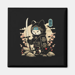 Imã Samurai Cat Tattoo Kawaii Ninja Cat _1