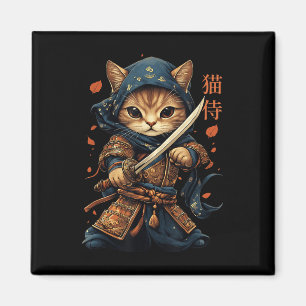 Imã Samurai Cat Tattoo Kawaii Ninja Cat W