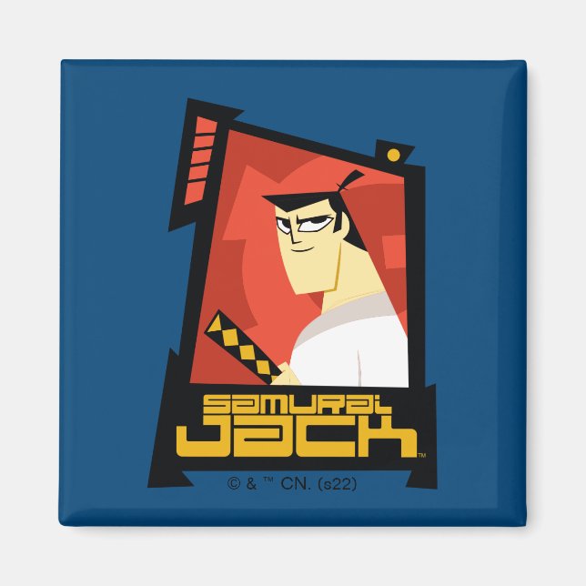 Imã Samurai Jack Sorria Gráfico de Quadro Futurístico (Frente)