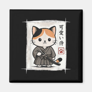 Imã Samurai Kitten Anime Japonês Kawaii Gatos Engraçad