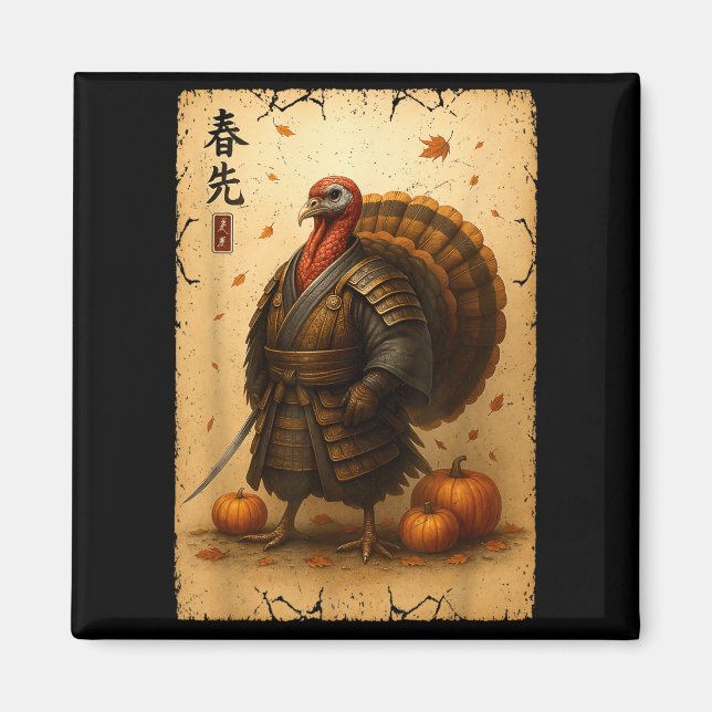 Imã Samurai Turkey Thanksgiving Japanese Warrior Anime (Frente)