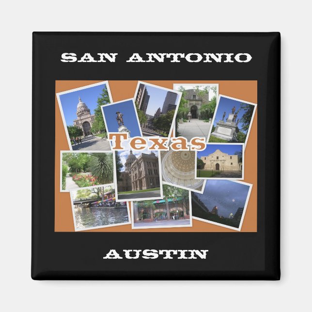 Imã San Antonio/Austin Texas Collage (Frente)