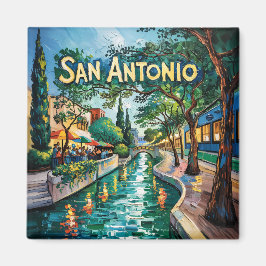 Imã San Antonio Texas River Walk Van Gogh Vibrant City