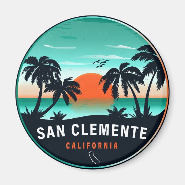 Imã San Clemente California Retro Sunset Souvenirs 80s (Frente)