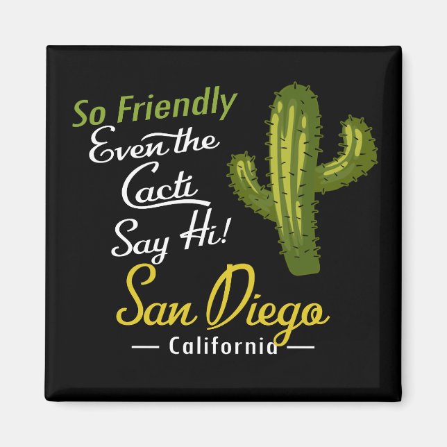 Imã San Diego Cactus — Retro Engraçado (Frente)