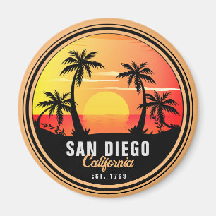 Imã San Diego California Retro Sunset Souvenirs 60s