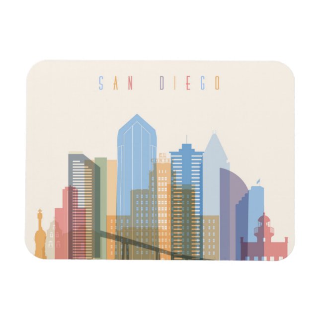 Ímã San Diego City Skyline (Horizontal)