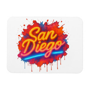 Ímã San Diego Neon Street Art - Script Retro Colorido