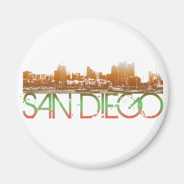 Imã San Diego Skyline Design (Frente)
