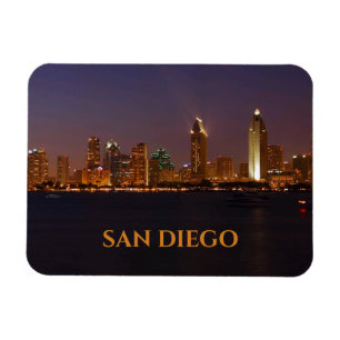 Ímã San Diego Skyline Night Lights da Baía de San Dieg