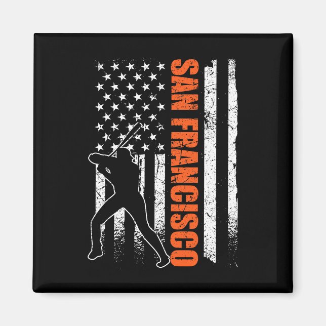 Imã San Francisco Baseball Flag Usa Vintage Patriotic  (Frente)