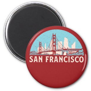 Imã San Francisco Retro City Skyline Vintage Cityscape