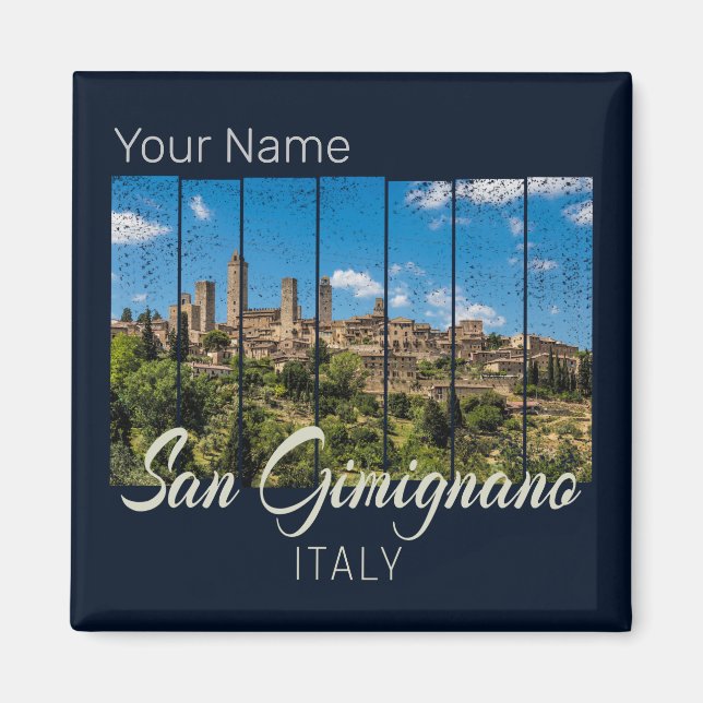 Imã San Gimignano Toscana Itália Vinatge Panorâmica Vi (Frente)