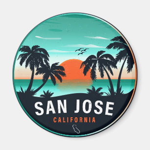Imã San Jose California Retro Sunset Souvenirs 80s