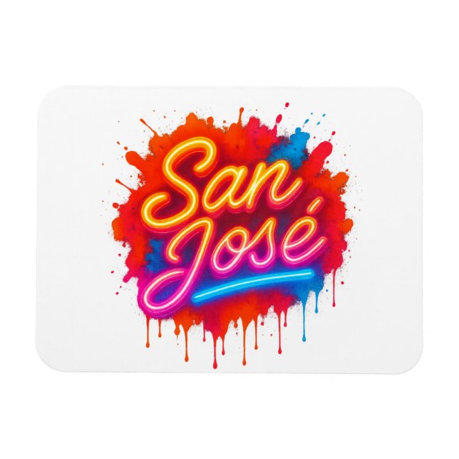 Ímã San José Retro Neon Script Street Splash (Horizontal)