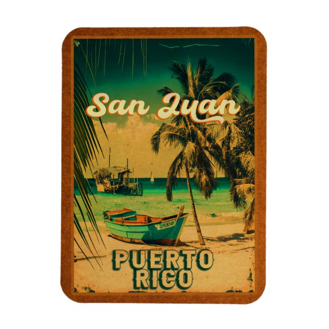 Ímã San Juan Puerto Rico Palm Tree Souvenirs 60s (Vertical)