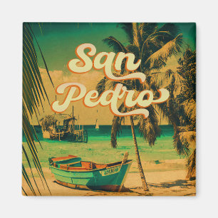 Imã San Pedro Belize Vintage Palm Trees Souvenirs
