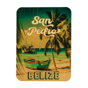 Ímã San Pedro Belize Vintage Palm Trees Souvenirs
