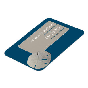 Ímã Sand dólar Ocean Blue Beach Casamento Salve a data