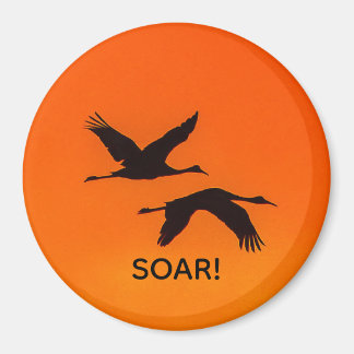 Imã Sandhill Cranes a voar para o Sunset Magnet