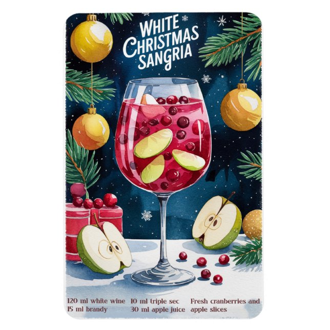 Ímã Sangria de Natal Branco (Vertical)